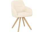 Mid.you Armlehnstuhl, Beige, Holz, Metall, Textil, Pappel, Sperrholz, Flachrohr, 56x88x60 cm, Bsci, Sitzfläche 180° drehbar, Esszimmer, Stühle, Esszimmerstühle, Armlehnenstühle