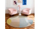 Wollteppich TED BAKER "Piccadilly", bunt (creme multifarben), H:17mm Ø:200cm, Wolle, Teppiche, Wollteppich, Wolle, Naturteppich, Handgemacht, Wohnzimmer, Schlafzimmer, bunt
