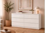 Kommode HOME AFFAIRE "Naia, 6 Schubladen im skandinavischen Design, Breite 158 cm", weiß (weiß, hochglanz), B:153,8cm H:70,1cm T:50cm, Holzwerkstoff, Sideboards, Kommode, Viel Stauraum mit griffloser Front, in mehreren Farben