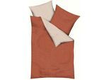 Wendebettwäsche KAEPPEL "JARO 100% Baumwolle", orange (terra), B/L: 200cm x 200cm, 1 Stk., 2 Stk., Mako-Satin, B/L: 70cm x 90cm & 70cm x 90cm, 3 Stk., Mako-Satin, Obermaterial: 100% Baumwolle, Bettwäsche, Wendebettwäsche, mit Markenreißverschluss, zeitloses Design, pflegeleicht