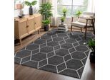 Teppich SANAT "Trellis, auch als Läufer und Rund", dunkelgrau, B:140cm H:10mm L:200cm, Kunstfaser, Teppiche, Teppich, Kurzflor, skandi, boho, große Farbauswahl, alle Räume