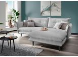 Ecksofa HOME AFFAIRE "Levke, 255 x 180 cm, modern und bequem", grau (grau, blau, zierkissen grau), B:255cm H:94cm T:180cm, 100% Polyester, Sofas, Ecksofa, Webstoff, L-Form, inkl. Rücken- und Zierkissen