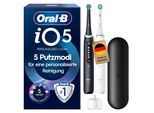 Elektrische Zahnbürste ORAL-B "iO 5 Duopack", schwarz (matt schwarz, quite weiß), ElektrozahnbürstenB:3cm H:24cm T:3cm, Kunststoff, Elektrische Zahnbürste, mit Magnet-Technologie, LED-Anzeige, 5 Putzmodi, Reiseetui, B:3cm H:24cm T:3cm