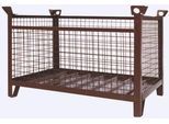Eichinger-Industrie Gitterbox-Stapelpalette, bis 2000 kg, 4 Seitenwände, Kranösen, B 1500 x T 1000 x H 750 mm, Stahl, schokoladenbraun RAL 8017