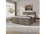 Livetastic , Beige , Holz, Metall, Kunststoff, Textil , Birke, Buche , teilmassiv, Hartholz,teilmassiv, Hartholz , H2 + H4 , 180x200 cm , Bettkasten, Matratze, gepolstertes Kopfteil, Topper durchgehend ,