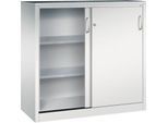 C + P Schiebetüren-Werkzeugschrank Acurado, B 1200 x T 500 x H 1200 mm, je Fachboden 110 kg, Stahl, lichtgrau