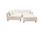 Mid.you , Weiß , Textil , Birke , Füllung: Schaumstoffflocken,Schaumstoffflocken , Ottomane links, L-Form , 247x174 cm , Made in EU , Rücken echt, Armteil rechts ,