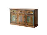 Mid.you , Mehrfarbig , Holz , Altholz , massiv , 3 Fächer , 3 Schublade(n) Schubladen , 140x80x40 cm , stehend ,