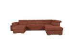 Möbelix , Terracotta , Holz, Metall, Textil, Holzwerkstoff , Birke, Fichte, Kiefer , U-Form , 334x219 cm , erweiterbar, Bettkasten erhältlich, Schlafen auf Sitzhöhe, Rücken echt, individuell planbar, Armlehnen seitenverkehrt montierbar, USB-Anschluss ,