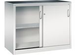 C + P Schiebetüren-Werkzeugschrank Acurado, B 1200 x T 600 x H 1000 mm, je Fachboden 70 kg, Stahl, lichtgrau
