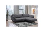 Mid.you , Anthrazit , Textil , Füllung: Silikon, Schaumstoffflocken , L-Form, Ottomane rechts , 282x187 cm , Made in EU , Rücken echt, Liegefunktion, Schlafen auf Sitzhöhe ,