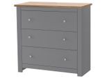Mid.you , Grau, Naturfarben , Metall, Holzwerkstoff , 3 Schublade(n) Schubladen , 79x81x35 cm , stehend ,