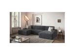 Trendmanufaktur , Dunkelgrau , Textil , U-Form , 329x162 cm , Made in Europe , Rücken echt, Armteil links, Armteil rechts ,