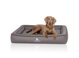 Knuffelwuff Orthopädisches Hundebett aus Laser gestepptem Kunstleder Hampstead grau XXXL