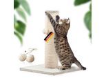 Rohrschneider ® Kratzbaum XL, extra dicke Kratzsäule Ø 12 cm, mit Spielzeug, Bodenplatte mit Cordbezug beige 40 cm, 40 cm, 54 cm