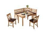 Venda Eckbankgruppe, Dunkelbraun, Wildeiche, Holz, Textil, Wildeiche, vollmassiv, Uni, eckig, 179x137 cm, Holzmöbel, Sitzgelegenheiten Holz, Holzbänke