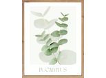 Bild mit Rahmen BÖNNINGHOFF "Wandbild gerahmt EUCALYPTUS 40x50 cm – Botanik Wanddeko Boho Scandi", farbe rahmen: artisan, farbe bild(er): grün, weiß, B:50cm H:40cm T:2,1cm, MDF, Papier, Bilder, Bild mit Rahmen, mit dekorativem Rahmen