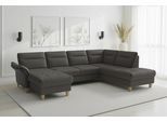 Wohnlandschaft SIT & MORE "Pamela U-Form, B: 292 cm, optional Schlaffunktion & Bettkasten, Leder", braun (anthrazit), B:292cm H:90cm T:212cm, Sofas, Wohnlandschaft, wahlweise mit Armteilverstellung, Sofa mit Federkern, Sitzhöhe: 48 cm