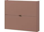 Schuhschrank GERMANIA "Ameca", braun (toffee, navarra, eiche, nachbildung), B:100cm H:83cm T:18cm, Holzwerkstoff, Schränke, Schuhschrank, für schmale Flure, Tiefe: 18cm, Soft-close, Breite: 100 oder 140 cm