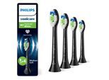 Aufsteckbürsten PHILIPS SONICARE "W2 Optimal White", schwarz, Zahnbürstenköpfe, 4 Stk., Aufsteckbürsten, für weißere Zähne, für jedes Sonicare Handstück, Topseller