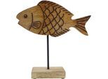 Dekofigur AM DESIGN "Fisch aus Mangoholz und Metall", braun, B:5cm H:15cm T:15cm, Holzwerkstoff, Metall, Dekofiguren, Dekofigur, Osterdekoration in drei Größen