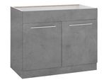 Spülenschrank WIHO KÜCHEN "Flexi2, Breite: 100 cm, Soft-Close bei der Tür", grau (front und korpus: betonfarben), B:100cm H:82cm T:57cm, Holzwerkstoff, Schränke, Spülenschrank, oben feste Blende