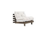 Daybett KARUP DESIGN "Roots Sofa Bed, Schlafsofa, Bettfunktion, FSC-Massivholz, B: 90 cm", beige (natural), B:90cm H:85cm, Bezug: 80% Baumwolle, 20% Polyester, Daybetten, Daybett, Inkl. Futonmatratze. Made in Europe, minimalistisches Design