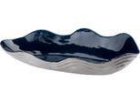 Schale GILDE "Deko-Schale Wavy", blau (dunkelblau, silberfarben), B:16,7cm H:39cm T:9cm, Keramik, Schüsseln, Schale