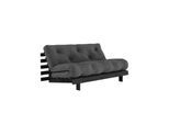 Daybett KARUP DESIGN "Roots Sofa Bed, Schlafsofa,, Bettfunktion, FSC-Massivholz", grau (dunkelgrau, raw), B:160cm H:85cm, Bezug: 80% Baumwolle, 20% Polyester, Daybetten, Daybett, Inkl. Futonmatratze, Made in Europe, langlebig, B: 140 oder 160 cm