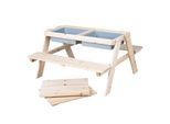 Garten-Kindersitzgruppe ROBA "Outdoor+ mit Spielwannen", braun (natur), Sitzmöbel-Sets, Kinder, B/H/T: 89cm x 50cm x 85,5cm, Kunststoff, Massivholz, Garten-Kindersitzgruppe, B:89cm H:50cm T:85,5cm