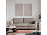 BRUNO Schlafsofa 140cm in Taupe Grau-Braun | Klassik | stabiles Massivholz & Boxspringkomfort