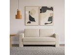 BRUNO Schlafsofa 140cm in Beige | Kubus | stabiles Massivholz & Boxspringkomfort