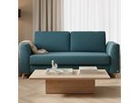 BRUNO Schlafsofa 140cm in Petrol Türkis | Klassik | stabiles Massivholz & Boxspringkomfort
