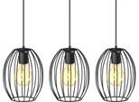 B.K.LICHT Pendelleuchte "BK_PL1461 Retro-Pendellampe, Metall, Schwarz", schwarz, 3, H: 112cm, 1 Stk., Leuchten, E27-Fassung, 3-flammig, ohne Leuchtmittel, L:70cm, Pendelleuchte