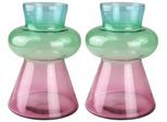 Dekovase S.OLIVER "Glasvase in bunter Farbkombination: blau, grün, rosa", bunt, H:22cm Ø:16cm, Glas, Vasen, Dekovase, Tischvase im 2er Set, 3-farbiges Design in moderner Form