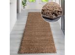Hochflor-Teppich OTTO HOME "Viva Shaggy, in Standard- und Premium-Qualität, 30 mm oder 45 mm Höhe" Gr. 13, braun, B:90cm H:45mm L:250cm, Kunstfaser, Teppiche, Hochflor-Teppich, Uni Farben, einfarbig, weich, kuschelig, Läufer, Kundenliebling