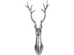 Wanddekoobjekt GILDE "Wandobjekt Hirsch Arran", silberfarben, B:35cm H:85cm T:25cm, Aluminium, Wanddekoobjekte, Wanddekoobjekt, Wandobjekt, Hirsch, Dekoration, Jagdmotiv, Wohnzimmer, Wanddekoration
