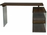 Eckschreibtisch JAHNKE "LUX C 15 E", braun (walnuss, klarglas, klarglas, walnuss), B:145cm H:76,2cm T:100cm, Tische, Eckschreibtisch, Eckschreibtisch,Glas,wechselseitig montierbar,2 Schubladen,B:145 cm