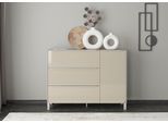 Sideboard "Reno", beige (kaschmir matt lack, glas kaschmir glanz), B:137cm H:106cm T:42cm, Glas, Holzwerkstoff, SET ONE BY MUSTERRING, Sideboards, Sideboard, Mit Vierkantfuß in diversen Farben, 106 cm Höhe & Farbauswahl