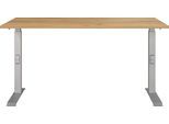 Schreibtisch GERMANIA "Downey", silber (navarra, eiche, nachbildung, silber, silber, navarra, eiche, nachbildung), B:140cm H:91cm T:80cm, Tische, Schreibtisch, höhenverstellbar von 68-91 cm, verfügbar in verschiedenen Breiten
