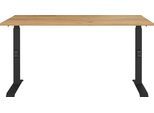 Schreibtisch GERMANIA "Downey", braun (navarra, eiche, nachbildung, schwarz, schwarz, navarra, eiche, nachbildung), B:140cm H:91cm T:80cm, Tische, Schreibtisch, höhenverstellbar von 68-91 cm, verfügbar in verschiedenen Breiten