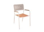 Gardenson , Braun, Weiß , Holz, Metall , Teakholz , Hartholz , 57x84x55 cm , stapelbar, gastro- und objekttauglich, wetterfest, UV-beständig, inklusive Armlehnen, abwischbar, geeignet für Balkon ,