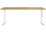 Schreibtisch GERMANIA "Downey", weiß (navarra, eiche, nachbildung, weiß, weiß, navarra, eiche, nachbildung), B:180cm H:91cm T:80cm, Tische, Schreibtisch, höhenverstellbar von 68-91 cm, verfügbar in verschiedenen Breiten