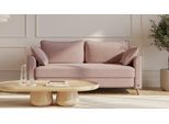 BRUNO Schlafsofa 160cm in Pink Blush Rosa | Flow | stabiles Massivholz & Boxspringkomfort