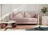 BRUNO Schlafsofa 160cm in Pink Blush Rosa | Pillow | stabiles Massivholz & Boxspringkomfort