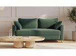 BRUNO Schlafsofa 160cm in Grün | Flow | stabiles Massivholz & Boxspringkomfort