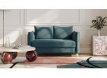 BRUNO Schlafsofa 120cm in Petrol Türkis | Pillow | stabiles Massivholz & Boxspringkomfort