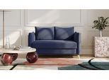 BRUNO Schlafsofa 120cm in Blau | Pillow | stabiles Massivholz & Boxspringkomfort