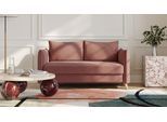 BRUNO Schlafsofa 140cm in Hazelnut Rot Braun | Pillow | stabiles Massivholz & Boxspringkomfort