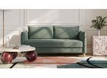 BRUNO Schlafsofa 160cm in Dunkel Waldgrün | Pillow | stabiles Massivholz & Boxspringkomfort